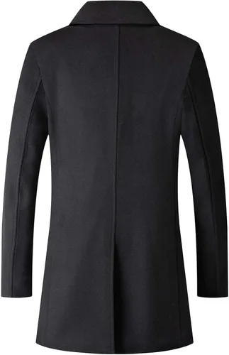 Vista 2 de Abrigo de invierno para hombre, mezcla de lana, gabardina, abrigo casual de doble botonadura