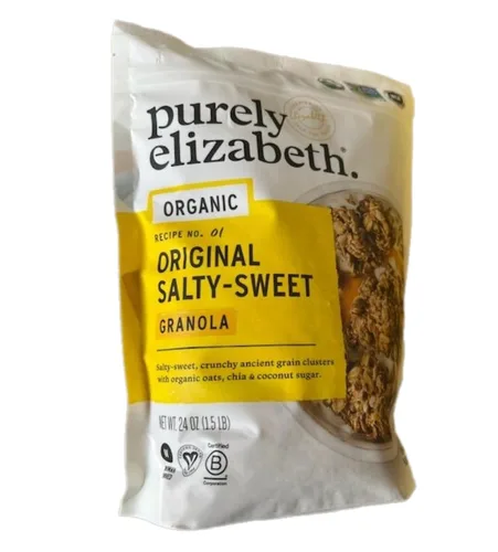 Vista 2 de Purely Elizabeth Organic Original Salty Sweet Recipe No. 01 Granola, paquete total de 48 onzas con imán de nevera Stone Cove, sin gluten, vegano