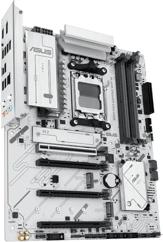 Vista 9 de ASUS B850 MAX Gaming WiFi W - Placa base AMD AM5 ATX, PCB blanco, DDR5, PCIe 5.0 listo, 3X M.2, Wi-Fi 6E, LAN de 2.5 Gb, USB 10 Gbps tipo C
