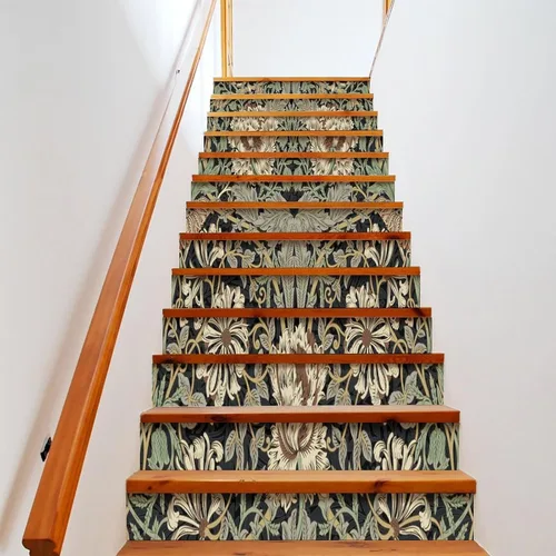 Vista 7 de Brebasf - Calcomanías decorativas abstractas de William Morris, diseño de damasco floral de jardín rústico de primavera para interiores