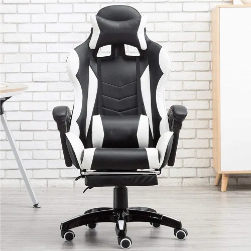 Vista 5 de Ergonomic Office Chair with Lumbar Support and Leather Reclining Swivel Computer Task Chairs Adjustable Gaming Style for Home Work Environments(Blue)