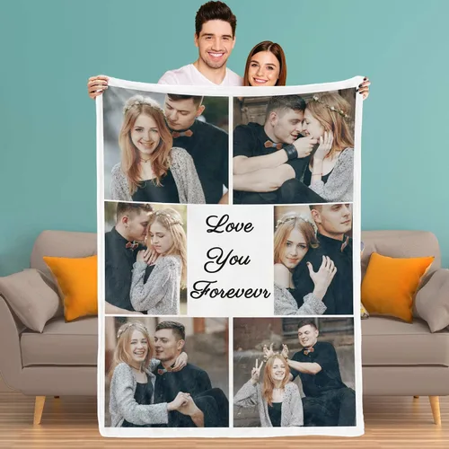 Vista 12 de Youltar Manta personalizada con fotos de texto, mantas personalizadas con imágenes para novia, parejas, marido, esposa, boda, utilizada como regalo