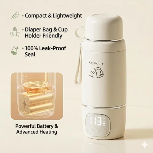 Vista 4 de Calentador de leche portátil para viajes, modos de calefacción para leche materna y agua, calentador de botellas portátil con calentamiento rápido