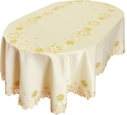 Vista 10 de Juego de 4 servilletas bordadas con copos de nieve para Navidad e invierno (doradas, servilletas de 12 x 12 pulgadas)