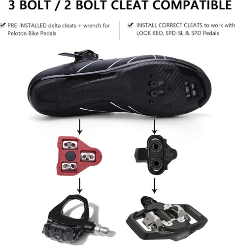 Vista 4 de Zapatos de ciclismo unisex compatibles con pelaton para interiores y exteriores, zapatos de equitación para hombres y mujeres Delta Tacos con clip