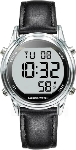 Vista 11 de English Talking Men's Watch for Elderly, Low Vision or Visually Impaired, Loud Sound, Large Numbers, Bold Hands, Stainless Steel Expandable Strap