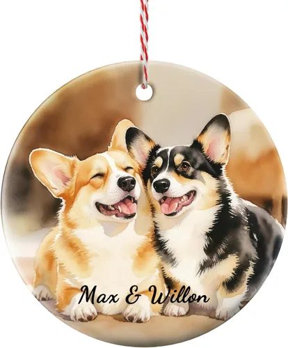 Vista 7 de Adornos de Navidad personalizados para perros 2025 – Adornos de foto de mascota personalizados para decoraciones de árboles de Navidad, adorno