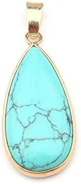 Vista 2 de LE SKY Colgantes de piedra natural colgantes de gota de agua con borde dorado encanto para la fabricación de joyas 3 piezas, Piedra Piedra Ágata