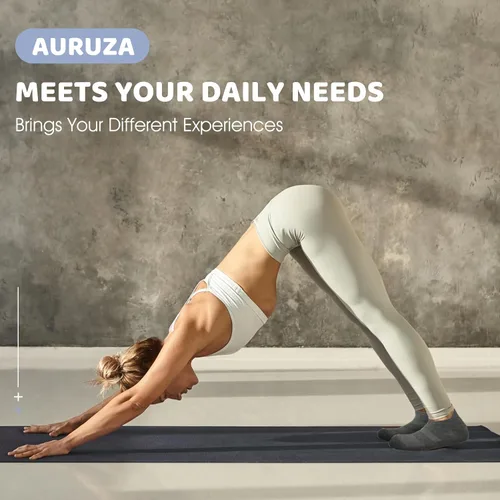 Vista 5 de AURUZA Calcetines de agarre para mujeres y hombres, calcetines de agarre de pilates, calcetines de yoga antideslizantes con agarres para barre
