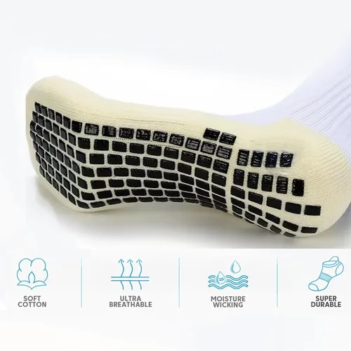 Vista 3 de Calcetines de fútbol para hombre, antideslizantes, atléticos, con agarre antideslizante, calcetines de baloncesto con almohadillas de agarre