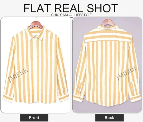 Vista 9 de JMIERR Camisas de vestir de algodón con botones y estilo casual para hombre