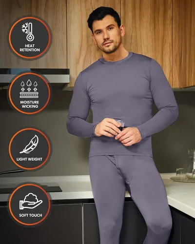 Vista 3 de CL convallaria Paquete de 2 calzoncillos térmicos largos para hombre, forro polar suave, capa base para clima frío, tallas XS-4XL