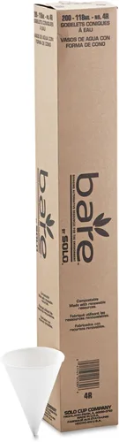 Vista 4 de Cono de papel ecológico SOLO 4R-2050, borde redondeado, 4 onzas Capacidad de 2.7" x 3.3", color blanco, 4 onza, 5000