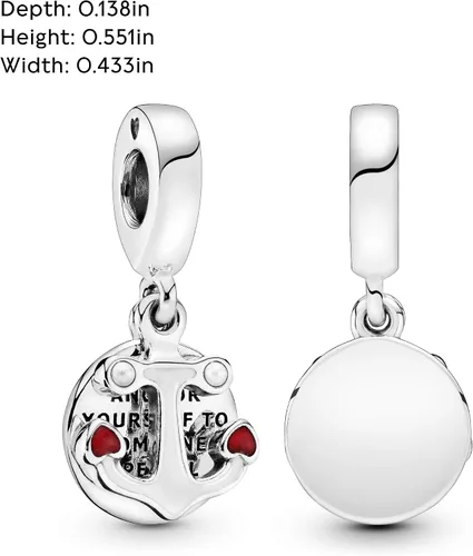 Vista 5 de PANDORA Colgante de perlas de cristal con ancla de amor en plata de ley Metal Perla Esmalte no aplica