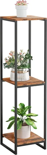 Vista 14 de Soporte para plantas de 34 pulgadas de alto para interiores, estante moderno de 2 niveles, organizador de macetas de esquina para sala de estar