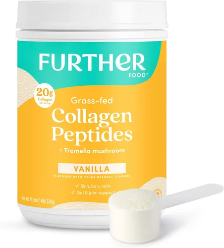 Vista 10 de Further Food - Polvo de Péptidos de Colágeno Vainilla, 12 Sobres – 100% Alimentado con Hierba, Hidrolizado Tipo 1 y 3, 20g de Colágeno por Porción