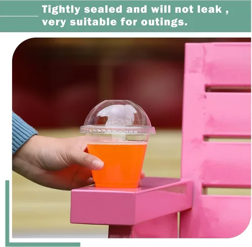 Vista 6 de 50 vasos de plástico transparente de 9 onzas con tapas de cúpula, tazas de postre, tazas de frutas con tapas, tazas transparentes de fiesta