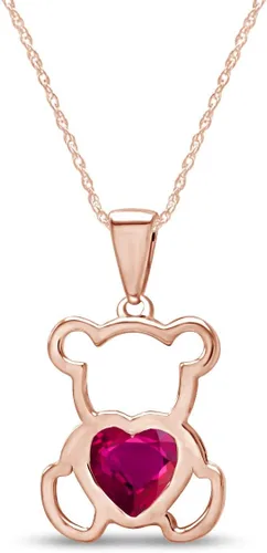 Vista 35 de Collar con colgante de oso de peluche con piedra natal para mujer Simulated Alexandrite