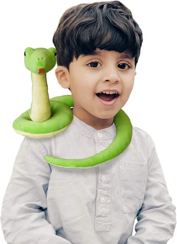 Vista 4 de Ice King Bear Peluche de serpiente verde realista - Juguete de peluche (de pie)