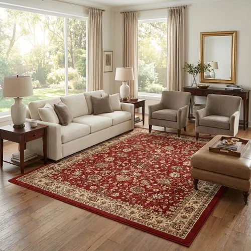 Vista 28 de Unique Loom Sialk Hill Collection - Alfombra de área Washington (6' 1" x 9' Rectángulo Burdeos/Crema)