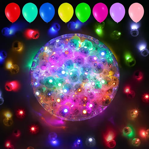 Vista 26 de Aogist - 50 mini luces de 10 colores, luz LED impermeable de largo tiempo de espera, funciona con pilas, lámpara de bola para globo, farol de papel