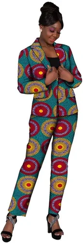 Vista 14 de XIAOHUAGUA Trajes africanos para mujer, conjunto de 2 piezas con estampado de Ankara Fs1496