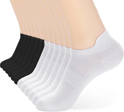 Vista 15 de ATBITER Calcetines de tobillo para mujer, delgados, atléticos, de corte bajo, con lengüeta en el talón, 6 pares 12 pares 4blanco+4negro+4gris