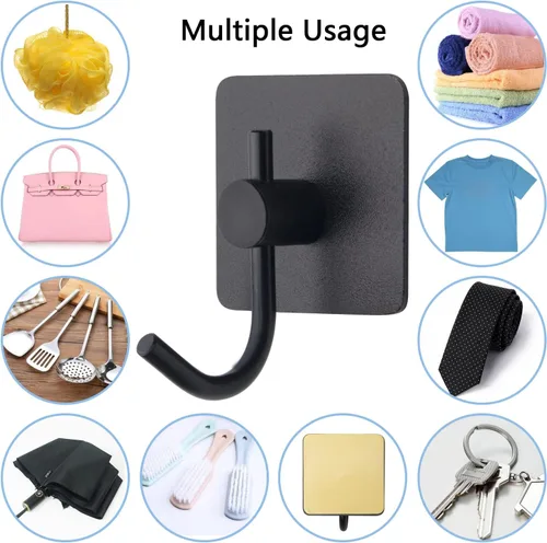 Vista 7 de VAEHOLD - Paquete de 4 ganchos de pared, resistentes, impermeables, de aluminio para colgar abrigos, sombreros, llaves, ropa, gancho de pared