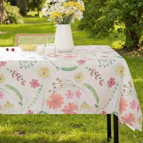 Vista 17 de Summe - Manteles para mesas rectangulares, 52 x 70 pulgadas, sin arrugas, lavable a máquina, de poliéster, floral, acuarela, flores silvestres