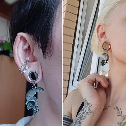 Vista 4 de 2 sztuk przekuwanie uszu zatyczki do uszu tunele rozszerzanie uszu rozwiertak ciaa biuteria pó szkieletu kolczyki Oreja Expansiones Punk