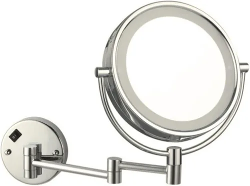 Vista 3 de Nameeks AR7705-CR-5x Glimmer - Espejo de maquillaje redondo de doble cara LED, 5 aumentos, cromado