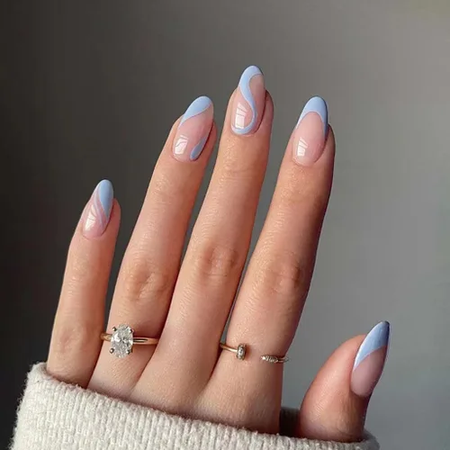 Vista 7 de RikView uñas postizas blancas en forma de almendra de longitud media, uñas adhesivas naturales, uñas en relieve con diseño de margarita