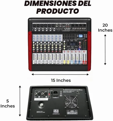 Vista 5 de MUSYSIC Tablero mezclador de audio profesional de 10 canales con efectos