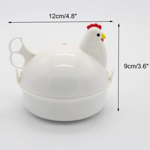 Vista 4 de Caldera de huevos para microondas, 4 capacidades escalfadoras de huevos, olla de huevo con forma de pollo, vaporera para desayuno en microondas