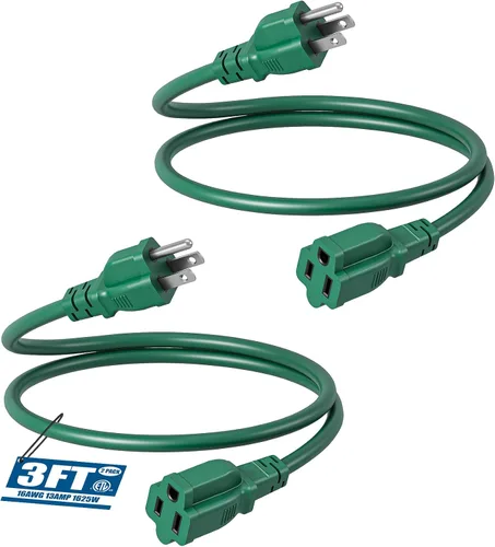 Vista 15 de DEWENWILS Cable de extensión corto, cable de alimentación SJTW de 1 pie, cable de extensión SJTW de 16 AWG resistente a la intemperie
