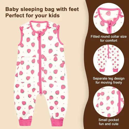 Vista 5 de MooMoo Baby Saco de dormir con pies de franela sin mangas para bebé saco de dormir con piernas manta portátil 12M-3T