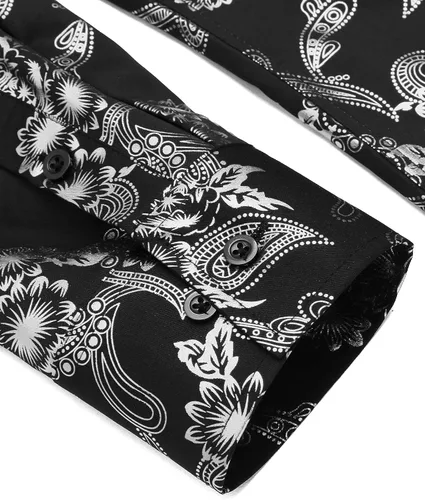Vista 6 de COOFANDY Camisas de estilo informal con diseños florales y botones para hombre