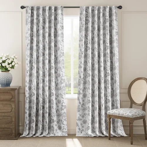 Vista 36 de jinchan Cortinas Opacas Florales para Dormitorio, 63 Pulgadas de Largo Cortinas Opacas con Estampado de Flores, Estilo Campo Francés con Pestañas