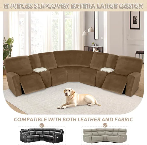 Vista 396 de Arfntevss Fundas de sofá seccional reclinable de terciopelo, Funda de sofá seccional de esquina para sofá reclinable, Funda elástica suave