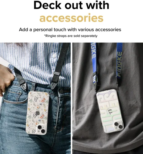 Vista 9 de Ringke Fusion Design - Funda compatible con iPhone 14 Plus de 6.7 pulgadas, parte trasera dura transparente con diseño de flores, a prueba