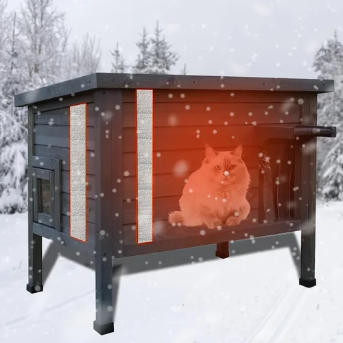 Vista 9 de FunXplore Casa para Gatos Exterior Aislada Refugio para Gatos Ferales Resistente a la Intemperie para Invierno con Puerta de Escape de Espuma