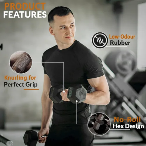 Vista 5 de 350/450/550 Lbs Hex Dumbbell Set with 3-Tier Rack Rubber Coated Weights Storage Stand for Home Gym Workout Training and Strength Exercise Equipment