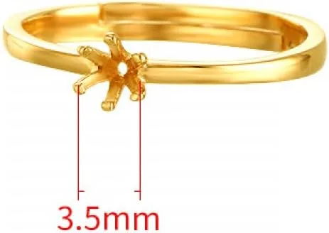 Vista 2 de Anillo ajustable de plata de ley 925 para 3.5/4.5/5.5/6.5/7.5/0.295 in, piedras redondas, 6 garras, anillo de garra, base de cabujón para mujer
