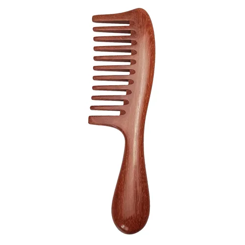 Vista 14 de Louise Maelys - Peine de dientes anchos de sándalo negro para cabello rizado Black Sandalwood Wide Tooth Comb For Detangling Curly, Thick Or Wavy