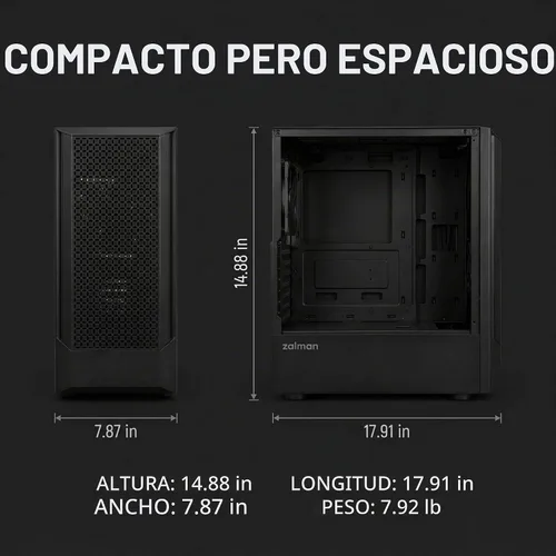 Vista 8 de Zalman FIT Basic ATX Mid-Tower - Funda para computadora de escritorio