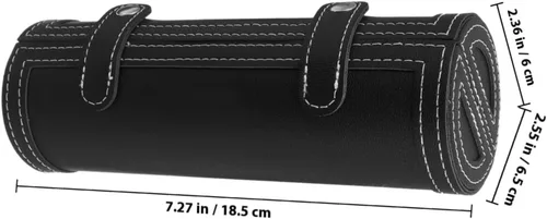 Vista 2 de Makeup Brush Organizer Case Black Leather Makeup Brush Bag with Eyebrow Pencil Holder for Women