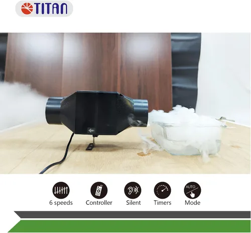 Vista 3 de TITAN Ventilador en línea de ventilación de aire RV, aumentar la circulación de aire, conducto extensible, modo automático de temperatura