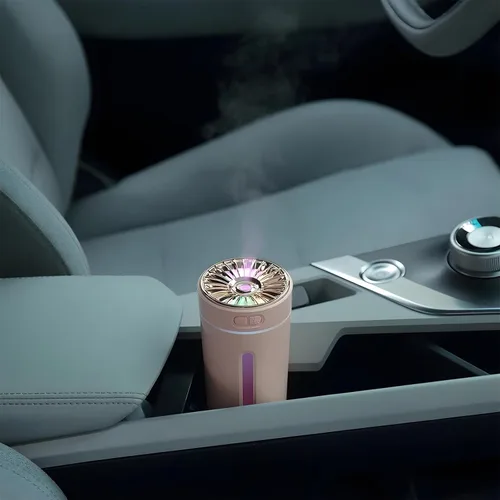 Vista 6 de Humidificador difusor de coche con difusor de aceite esencial, mini humidificador de aire portátil silencioso USB con luz LED, ambientador de Negro