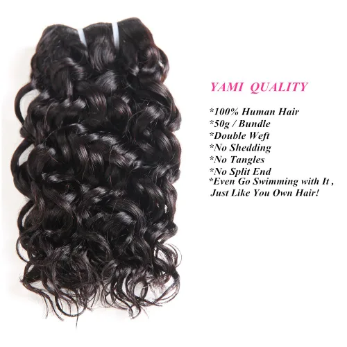 Vista 4 de YAMI 8a - Paquetes de cabello humano brasileño ondulado y húmedo para mujeres negras, 4 unidades, extensiones de cabello ondulado 100% sin procesar