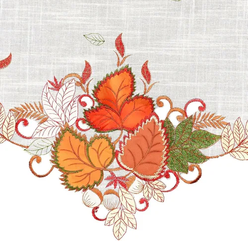 Vista 2 de Grelucgo Cosecha bordada, otoño, Acción de Gracias, días festivos, hojas de arce, mantel superior, bufanda de pasillo (bufanda de 70 x 17 pulgadas)